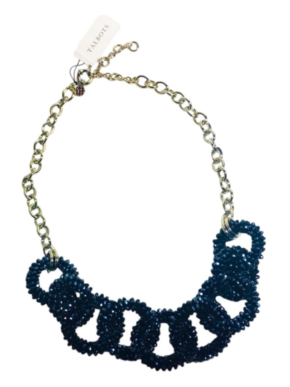 Talbots Indigo Blue Faceted Bead Statement Necklace NWT 20” + 3” Ext - Picture 4 of 11